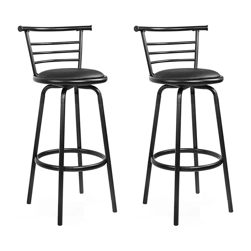 Diva Set of 2 PU Leather Bar Stools - Black and Steel