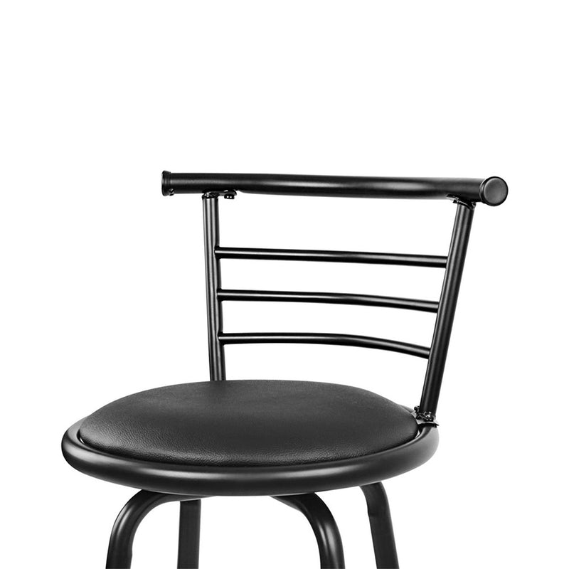 Diva Set of 2 PU Leather Bar Stools - Black and Steel