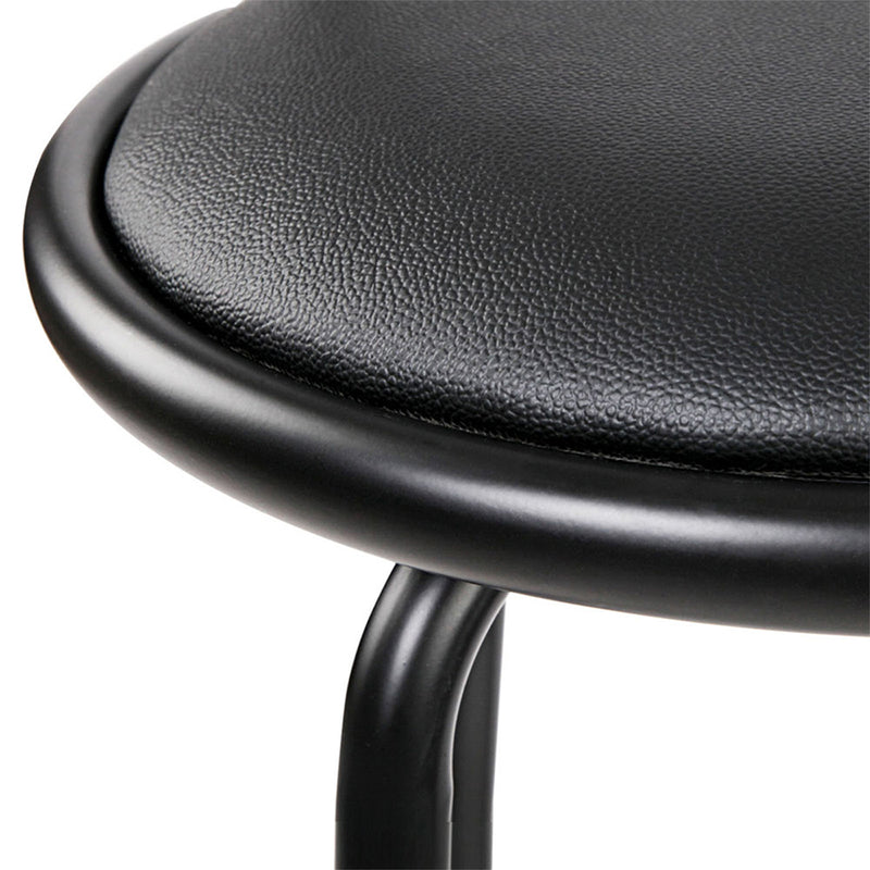 Diva Set of 2 PU Leather Bar Stools - Black and Steel