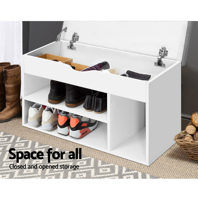 Diva Shoe Cabinet Bench Shoes Organiser White Cupboard by Sleep House NSW